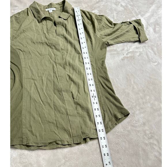 Standard James Perse Button Down Shirt Women's Size 3 / Large Olive Green Top - Picture 7 of 8